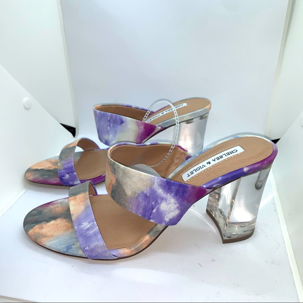 Chelsea & Violet Galaxy Strappy Lucite Heel 8.5